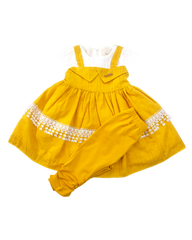 Baby Girl Embroidered Yellow Dress With Trouser