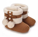 Winter Snow Baby 2-Colors Warm Fluff Balls Indoor Cottton Soft Rubber Sole Baby Shoes