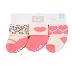 Lovable Friends Baby Girl Socks 3Pc Set, Pink Leopard