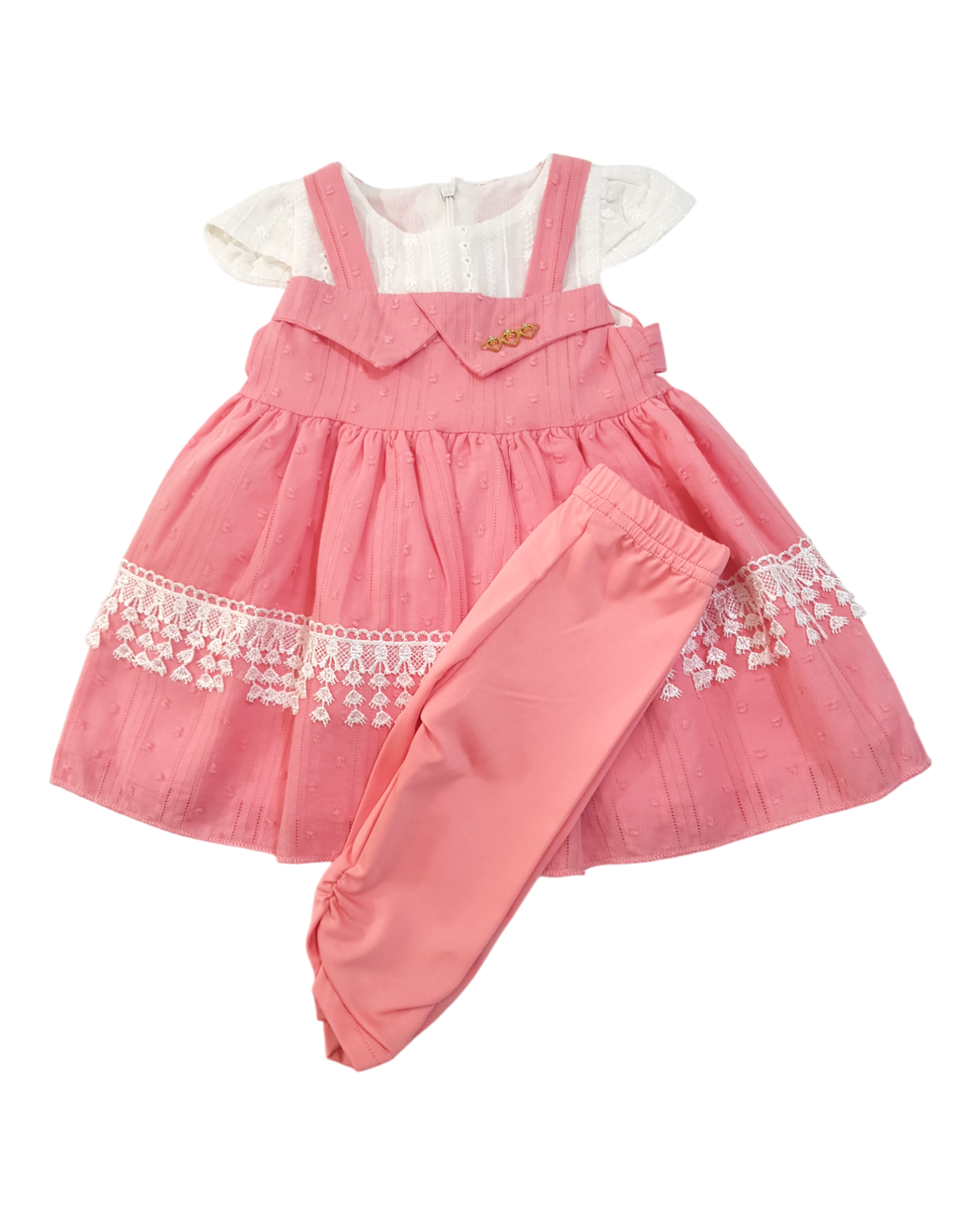 Baby Girl Embroidered Pink Dress With Trouser