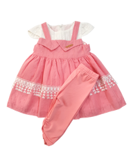 Baby Girl Embroidered Pink Dress With Trouser