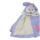 Winter Cotton-Padded Purple Jacket Cute Cartoon Pattern Bunny Ears Furry