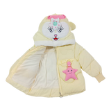 Winter Cotton-Padded Yellow Jacket Cute Cartoon Pattern Bunny Ears Furry