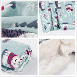 Arctic Animals Mint Green Fleece Blanket