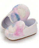 Baby Girl Princess White Heart With Multi Color Furr Shoes