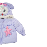 Winter Cotton-Padded Purple Jacket Cute Cartoon Pattern Bunny Ears Furry