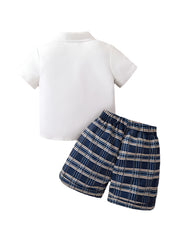 Baby Boys Stylish Half Sleeves Shirt With Checked Short