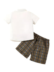 Baby Boys Stylish Half Sleeves Shirt With Checked Shorts