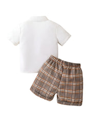 Baby Boys Stylish Half Sleeves Shirt With Checked Shorts