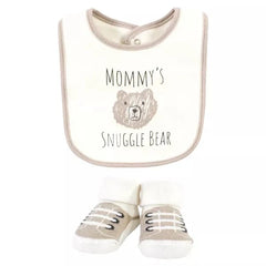 5 Pieces Bibs & Socks Set, Snuggle Bear