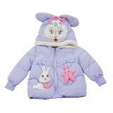 Winter Cotton-Padded Purple Jacket Cute Cartoon Pattern Bunny Ears Furry