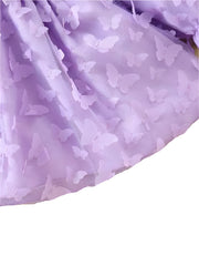 Girls Elegant Princess Dress Short Puff / Long Sleeve 3D Butterfly Dress