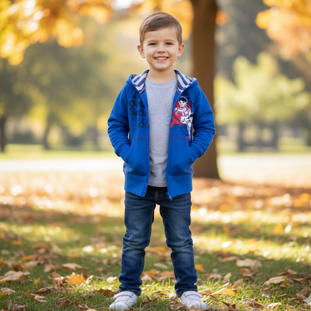 Cosmic Explorer Blue Zip-Up Hoodie