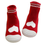 Red With White Heart Non Slip Baby Socks Shoes