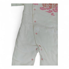White & Pink Cloud-Print Baby Romper