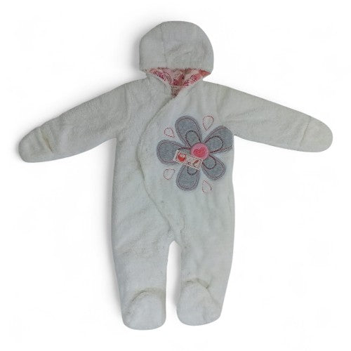 White Plush Hooded Romper
