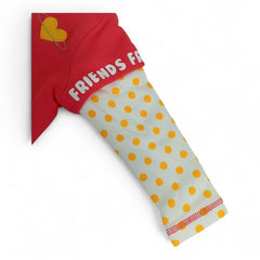 Red Appliqué Shirt with Polka Dot Sleeves