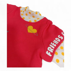 Red Appliqué Shirt with Polka Dot Sleeves