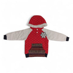 Red & White Jacket with Snowflake and Patterned Pocket