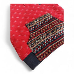 Red & White Jacket with Snowflake and Patterned Pocket