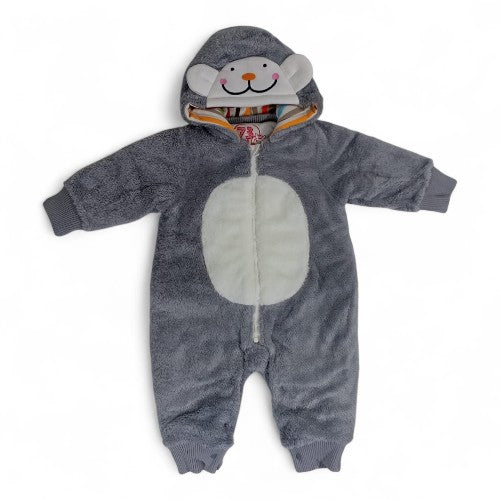 Adorable Fuzzy Monkey Hooded Romper