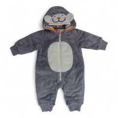 Adorable Fuzzy Monkey Hooded Romper