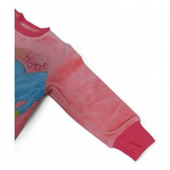 Soft Velour Pink Baby Jumpsuit with Blue Cat Appliqué