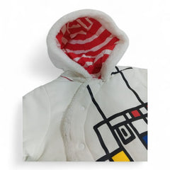 Cozy Geometric Romper with Hood