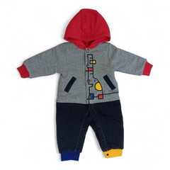 Cozy One-Piece Romper with Red Hood