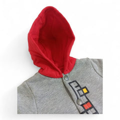 Cozy One-Piece Romper with Red Hood