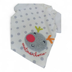 Baby Polka Dot & Striped Long-Sleeve Top with Reindeer Appliqué
