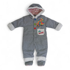 Hooded Romper with Fluffy Trim