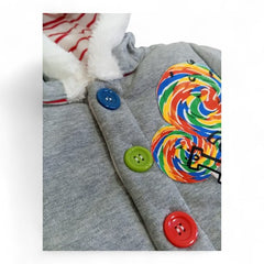 Hooded Romper with Fluffy Trim