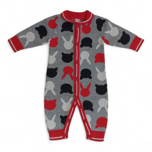 Knitted Bunny Print Baby Romper