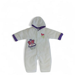 Cozy White Fluffy Baby Romper with Hood
