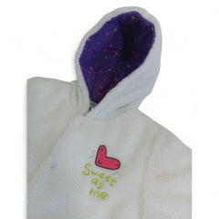 Cozy White Fluffy Baby Romper with Hood