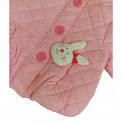 Pink Quilted Kids' Jacket with Bunny Appliqué