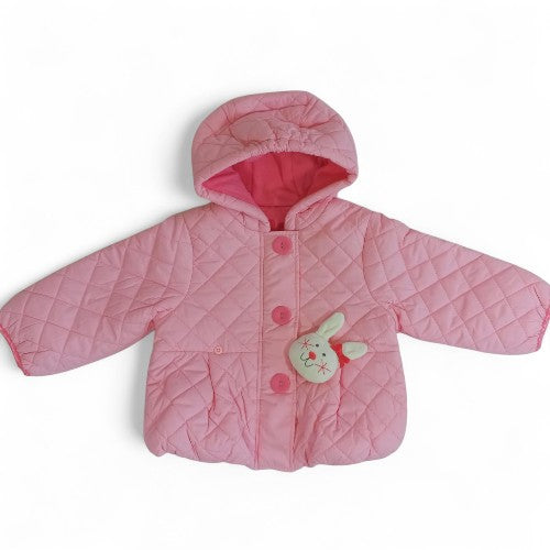 Pink Quilted Kids' Jacket with Bunny Appliqué