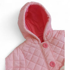Pink Quilted Kids' Jacket with Bunny Appliqué