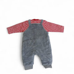 Striped Shirt & Fuzzy Romper