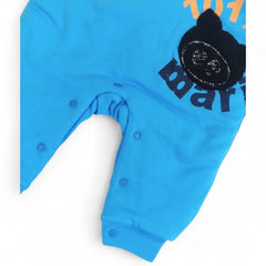 Cozy Blue Baby Jumpsuit with Playful Bear Graphic