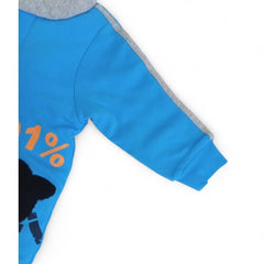 Cozy Blue Baby Jumpsuit with Playful Bear Graphic