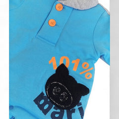 Cozy Blue Baby Jumpsuit with Playful Bear Graphic