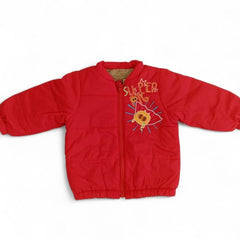 Cozy Puffer Coat with Superhero-Style Graphic