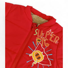 Cozy Puffer Coat with Superhero-Style Graphic
