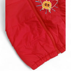 Cozy Puffer Coat with Superhero-Style Graphic