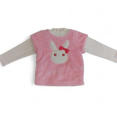 Cozy Pink Bunny Layered-Look Baby Top