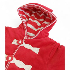 Cozy Red Toggle Button Hooded Baby Jacket