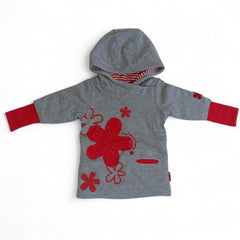 Grey & Red Flower Baby Hoodie