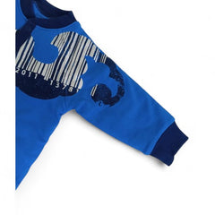 Cozy Blue Baby Romper with Dynamic Graphic Print